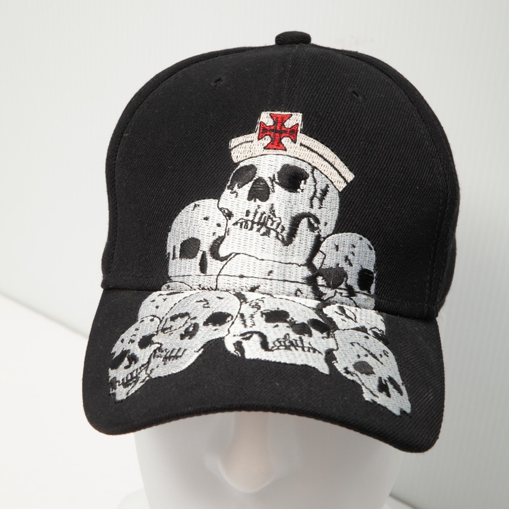 WWE Triple H Baseball Cap Men OSFM Black Embroidered Skull Graphic Hat